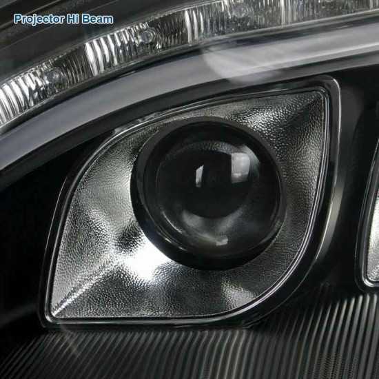 Μπροστινά Φανάρια Set Για Mercedes-Benz S-Class W220 98-05 DRL & Led Φλας ΜαύραH7/H1 Manual JunYan