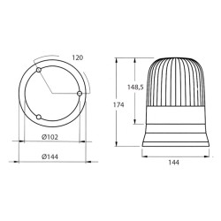 Φάρος Ασφαλείας Αυτοκινήτου Μαγνητικός Dasteri 24V 14.4x17.4cm Πορτοκαλί