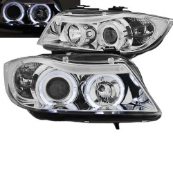 Μπροστινά Φανάρια Set Για Bmw 3 E90 / E91 05-08 Angel Eyes Χρωμίου H7/H1 Sonar