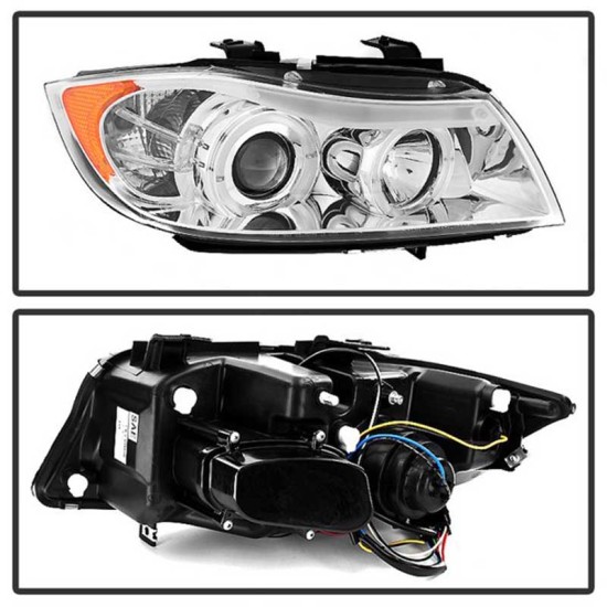 Μπροστινά Φανάρια Set Για Bmw 3 E90 / E91 05-08 Angel Eyes Χρωμίου H7/H1 Sonar