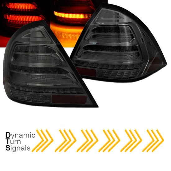 Πισινά Φανάρια Set Για Mercedes-Benz C-Class W203 00-04 Led Bar Dynamic Φιμέ JunYan