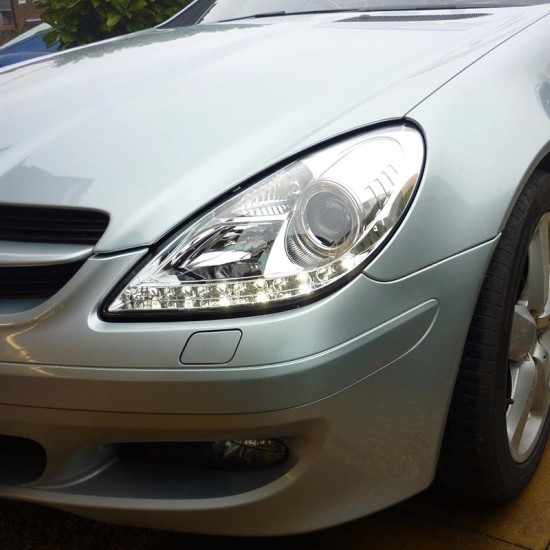 Μπροστινά Φανάρια Set Για Mercedes-Benz SLK R171 04-11 DRL Χρωμίου H7/H1 Με Μοτέρ Sonar