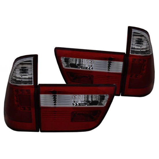 Πισινά Φανάρια Set Για Bmw X5 E53 99-03 Led Bar Κόκκινο/Φιμέ JunYan