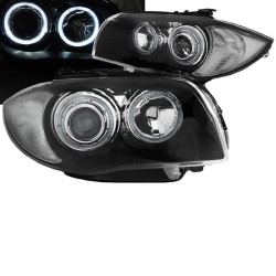 Μπροστινά Φανάρια Set Για Bmw 1 E87/E88/E81/E82 04-11 Με Led Angel Eyes Μαύρα Depo Μπροστινά Φανάρια Set Για Bmw 1 E87/E88/E81/E82 04-11 Με Led Angel Eyes Μαύρα Depo