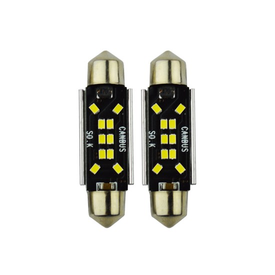 Λάμπες Led Σωληνωτές 41mm 10 Leds 12volt C5W Canbus Λευκό Φως Auto GS 600485 2 Τεμάχια 16947