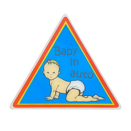 Αυτοκόλλητο Σήμα Αυτοκινήτου ''Baby In Auto'' 8,9cm x 7,6cm Μπλε Με Επικάλυψη Σμάλτου 1 Τεμάχιο