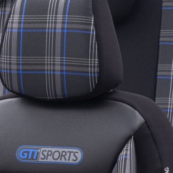 Καλύμματα Αυτοκινήτου Otom GTI Sports Design Universal Jacquard / Lacost / Δερματίνη Σετ Εμπρός / Πίσω 11 Τεμαχίων Μαύρο - Μπλε GTI-803