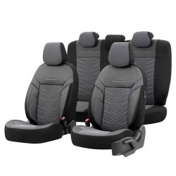 Καλύμματα Αυτοκινήτου Otom Reflective Design Universal Jacquard / Rachel / Δερματίνη Σετ Εμπρός / Πίσω 11 Τεμαχίων Μαύρο - Σκούρο Γκρι RFL-2603