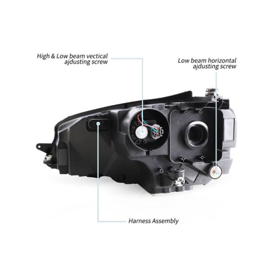 Μπροστινά Φανάρια Set Για Vw Golf VΙI (7) 12-17 Mk8 Golf Look Dynamic Start DRL & Φλας Μαύρα Full Led Με Μοτέρ VLand