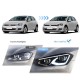 Μπροστινά Φανάρια Set Για Vw Golf VΙI (7) 12-17 Mk8 Golf Look Dynamic Start DRL & Φλας Μαύρα Full Led Με Μοτέρ VLand