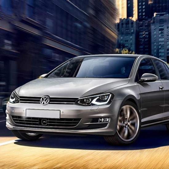 Μπροστινά Φανάρια Set Για Vw Golf VΙI (7) 12-17 Mk8 Golf Look Dynamic Start DRL & Φλας Μαύρα Full Led Με Μοτέρ VLand