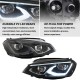 Μπροστινά Φανάρια Set Για Vw Golf VΙI (7) 12-17 Mk8 Golf Look Dynamic Start DRL & Φλας Μαύρα Full Led Με Μοτέρ VLand