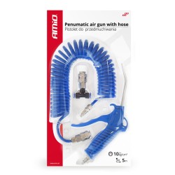 Πιστόλι Αέρος Με Λάστιχο Σπιράλ 5m & T Ταχυσύνδεσμο 10Atm 1/4" Amio 02158 1 Τεμάχιο