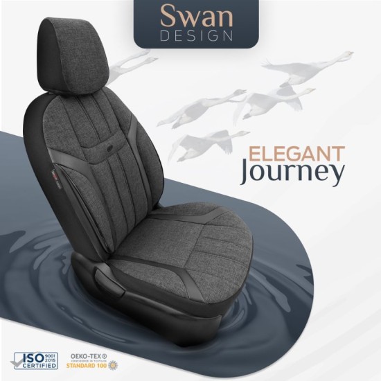 Καλύμματα Αυτοκινήτου Otom "Swan" Universal Λινό Ύφασμα / Rachel / Δερματίνη Σετ Εμπρός / Πίσω 11 Τεμαχίων Μαύρο SWN-501