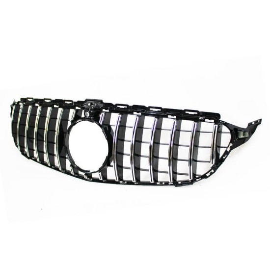 Μάσκα Για Mercedes-Benz C-Class W205 14-18 GT Amg Panamericana Look 360° Με 14 Γραμμές Μαύρο/Χρώμιο 1 Τεμάχιο