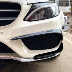 Πλαινά Πτερύγια Μπροστινού Προφυλακτήρα Για Mercedes-Benz C-Class W205 14-18 Pre-Facelift Με Amg Line Προφυλακτήρα Γυαλιστερό Μαύρο 6 Τεμάχια