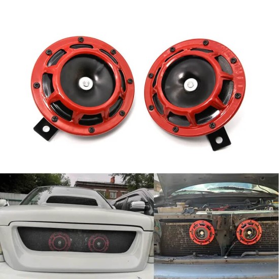 Κόρνα Αυτοκινήτου STI Look Hight 430Hz / Low 320Hz 12V 115dB Κόκκινο / Μαύρο 2 Τεμάχια