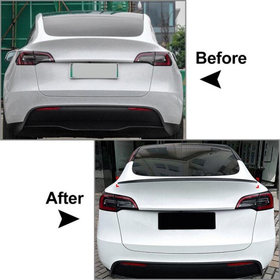 Αεροτομή Πορτ Παγκάζ Για Tesla Model Y 2020+ Lipspoiler Γυαλιστερό Μαύρο Από Abs Πλαστικό
