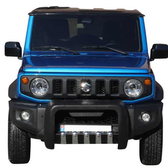 Bull Bar Bumper Guard Εμπρός Προφυλακτήρα Για Suzuki Jimny 2019+ Μαύρο Με Δόντια Inox