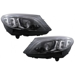 Μπροστινά Φανάρια Set Για Mercedes-Benz C-Class W205 14-18 DRL Full Led Multibeam Upgrade Από Αλογόνου Μαύρα Με Μοτέρ Carner