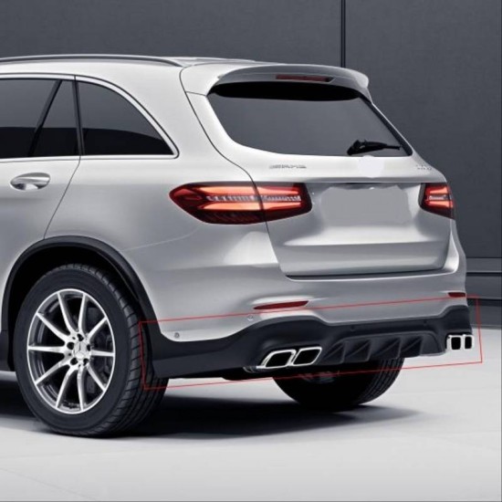 Diffuser Πίσω Προφυλακτήρα Για Mercedes-Benz GLC SUV X253 2015-2019 GLC63 Amg Look Για Amg Sport Line Προφυλακτήρες Σετ Με Μπούκες Χρωμίου