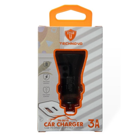 Φορτιστής Αναπτήρα Αυτοκινήτου Technovo TN-B010 Με 1 Θύρα USB Και 1 Θύρα USB-C 3A 12-24V Μαύρο 1 Τεμάχιο Φορτιστής Αναπτήρα Αυτοκινήτου Technovo TN-B010 Με 1 Θύρα USB Και 1 Θύρα USB-C 3A 12-24V Μαύρο 1 Τεμάχιο