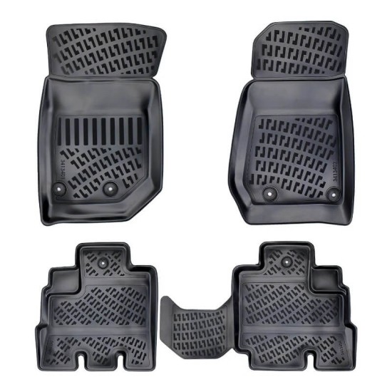 Πατάκια Σκαφάκια 3D Από Λάστιχο TPE Για Jeep Wrangler (Unlimited) JK 4 Πορτο 2006-2018 Rizline 4 Τεμάχια Μαύρα