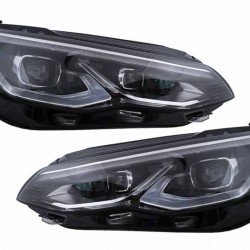 Μπροστινά Φανάρια Set Για Vw Golf VIII (8) 19-24 R Look DRL & Dynamic Φλας Μαύρα Με Χρώμιο Με Μοτέρ Carner