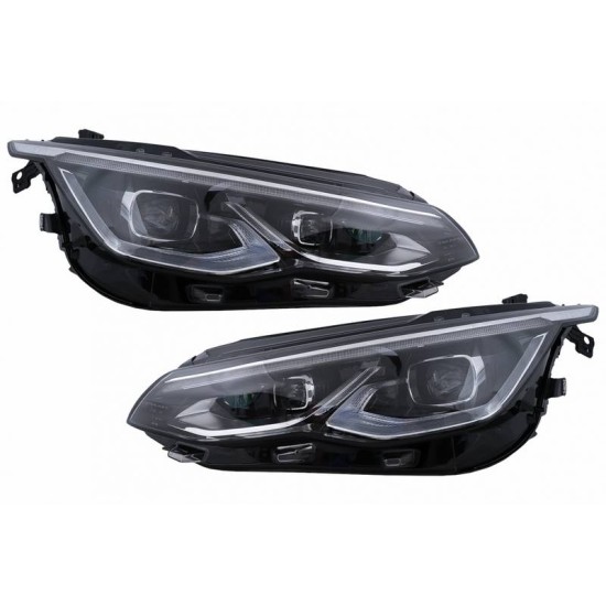 Μπροστινά Φανάρια Set Για Vw Golf VIII (8) 19-24 R Look DRL & Dynamic Φλας Μαύρα Με Χρώμιο Με Μοτέρ Carner