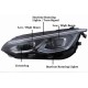 Μπροστινά Φανάρια Set Για Vw Golf VIII (8) 19-24 R Look DRL & Dynamic Φλας Μαύρα Με Χρώμιο Με Μοτέρ Carner