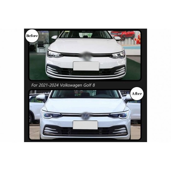 Μπροστινά Φανάρια Set Για Vw Golf VIII (8) 19-24 R Look DRL & Dynamic Φλας Μαύρα Με Χρώμιο Με Μοτέρ Carner
