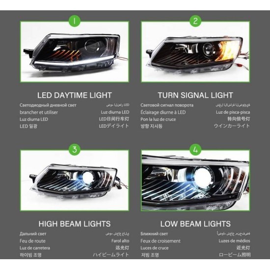 Μπροστινά Φανάρια Set Για Skoda Octavia mk3 2014-2017 DRL Μαύρα Carner