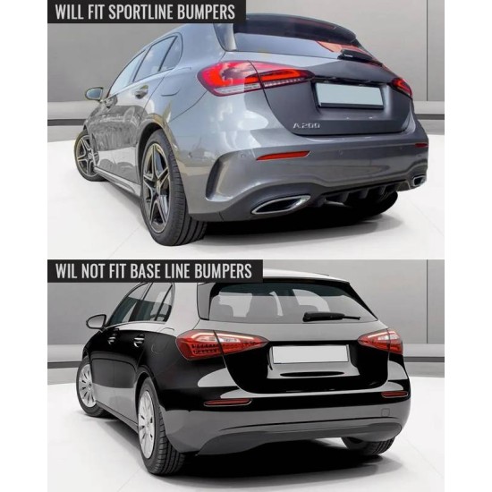 Diffuser Πίσω Προφυλακτήρα Για Mercedes-Benz A-Class W177 18-23 Hatchback Amg 35 Look