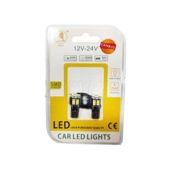 Λάμπες Led Τ10 12-24V 12 Led Canbus Λευκό Φως 2 Τεμάχια