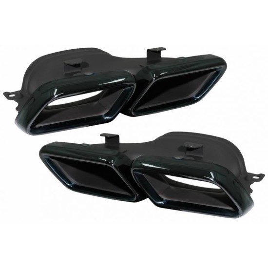 Πισινός Προφυλακτήρας Για Mercedes-Benz S-Class W222 Facelift 17-20 Amg S63 Look Black Edition Με Μαύρες Μπούκες