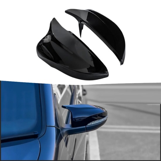 Καπάκια Καθρεφτών Για VW Golf VI (6) 08-12, Touran 10-15 R Look Κουμπωτά Μαύρο Γυαλιστερό 2 Τεμάχια