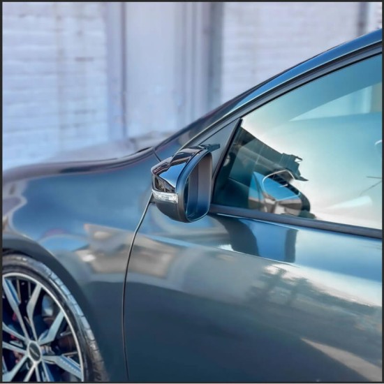 Καπάκια Καθρεφτών Για VW Golf VI (6) 08-12, Touran 10-15 R Look Κουμπωτά Μαύρο Γυαλιστερό 2 Τεμάχια