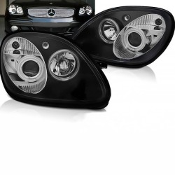 Μπροστινά Φανάρια Set Για Mercedes-Benz SLK R170 96-04 Angel Eyes Μαύρα H1/H1 Manual Sonar