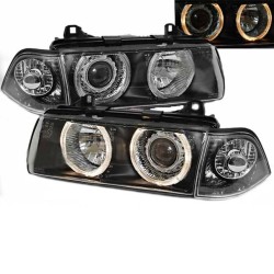 Μπροστινά Φανάρια Set Για Bmw 3 E36 90-99 Sedan / Compact / Touring Angel Eyes Μαύρα H7/H7 Depo Μπροστινά Φανάρια Set Για Bmw 3 E36 90-99 Sedan / Compact / Touring Angel Eyes Μαύρα H7/H7 Depo