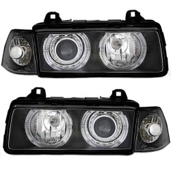 Μπροστινά Φανάρια Set Για Bmw 3 E36 90-99 Sedan / Compact / Touring Angel Eyes Μαύρα H7/H7 Depo Μπροστινά Φανάρια Set Για Bmw 3 E36 90-99 Sedan / Compact / Touring Angel Eyes Μαύρα H7/H7 Depo