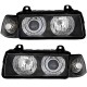Μπροστινά Φανάρια Set Για Bmw 3 E36 90-99 Sedan / Compact / Touring Angel Eyes Μαύρα H7/H7 Depo
