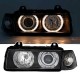 Μπροστινά Φανάρια Set Για Bmw 3 E36 90-99 Sedan / Compact / Touring Angel Eyes Μαύρα H7/H7 Depo