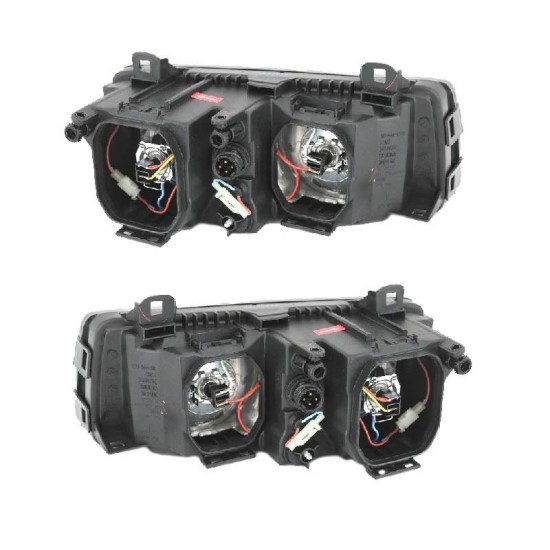 Μπροστινά Φανάρια Set Για Bmw 3 E36 90-99 Sedan / Compact / Touring Angel Eyes Μαύρα H7/H7 Depo