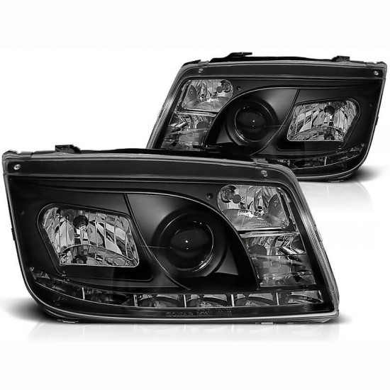 Μπροστινά Φανάρια Set Για Vw Bora 98-05 DRL Μαύρα H1/H1/H7 Sonar