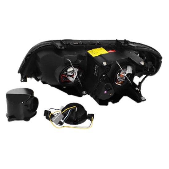 Μπροστινά Φανάρια Set Για Bmw X5 E53 99-03 Angel Eyes & Led Φλας Μαύρα H7/H7 Depo