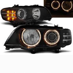 Μπροστινά Φανάρια Set Για Bmw X5 E53 99-03 Angel Eyes & Led Φλας Μαύρα H7/H7 Depo Μπροστινά Φανάρια Set Για Bmw X5 E53 99-03 Angel Eyes & Led Φλας Μαύρα H7/H7 Depo