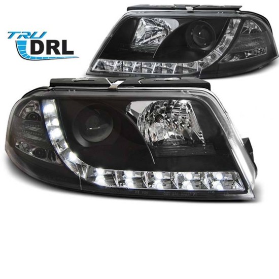 Μπροστινά Φανάρια Set Για Vw Passat 3BG 00-05 TRU DRL Μαύρα H1/H1 Sonar