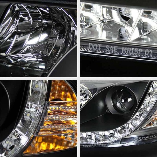 Μπροστινά Φανάρια Set Για Vw Passat 3BG 00-05 TRU DRL Μαύρα H1/H1 Sonar