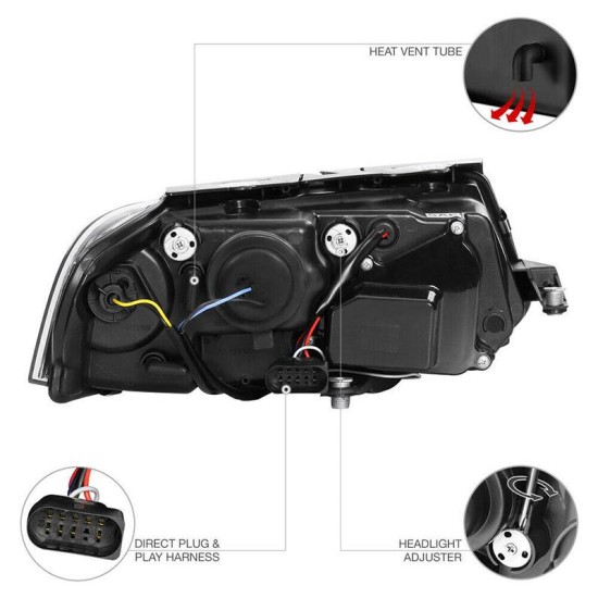 Μπροστινά Φανάρια Set Για Vw Passat 3BG 00-05 TRU DRL Μαύρα H1/H1 Sonar