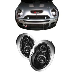 Μπροστινά Φανάρια Set Για Mini Cooper (R50/52/53) 01-06 DRL Μαύρα H1/H1 Με Μοτέρ Sonarr